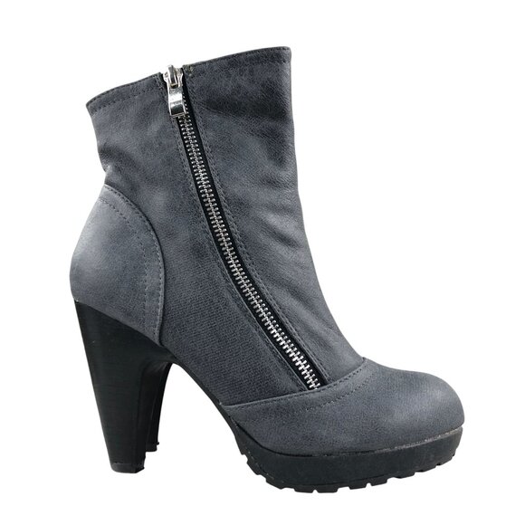 Coconuts by Matisse Women's Size 6 Bravo Grey Side Zip High Heel Booties Boots - Picture 1 of 14